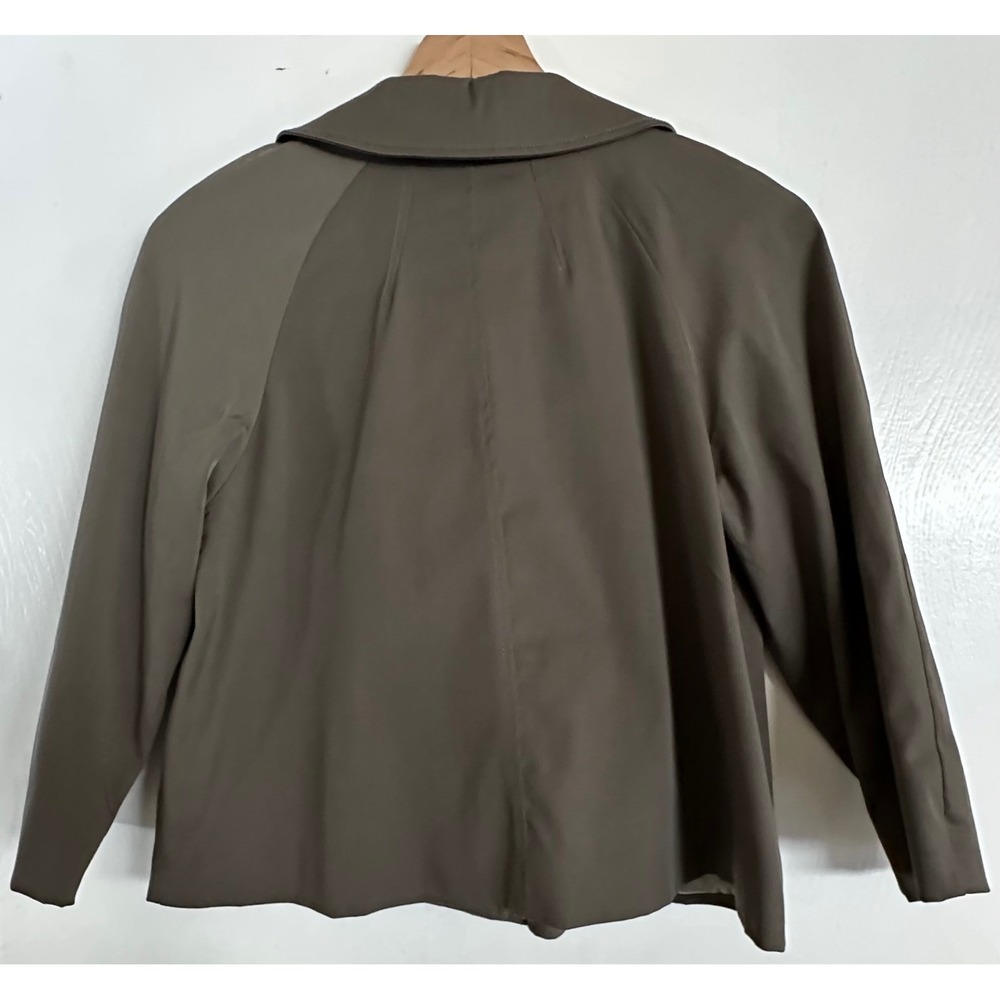 Vertigo Paris Women Cropped Jacket Olive‎ Green Button Front Peter Pan Collar M - Picture 2 of 13